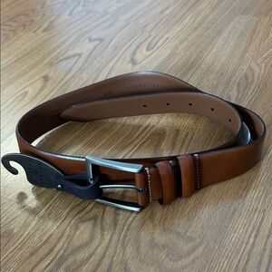 Joseph Abboud Brown Leather Belt with Silver Buckle